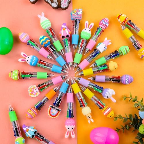 24PCS Easter Fun Pens Bunny Easter Egg Multicolor Pens for Basket Stuffers