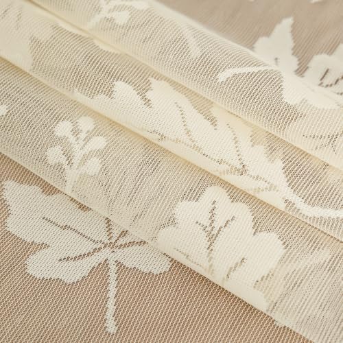 Artoid Mode Beige Lace Jacquard Maple Leaf Fall Table Runner, Seasonal Thanksgiving Orange Kitchen Dining Table Decoration for Home Party Decor 13x72 Inch