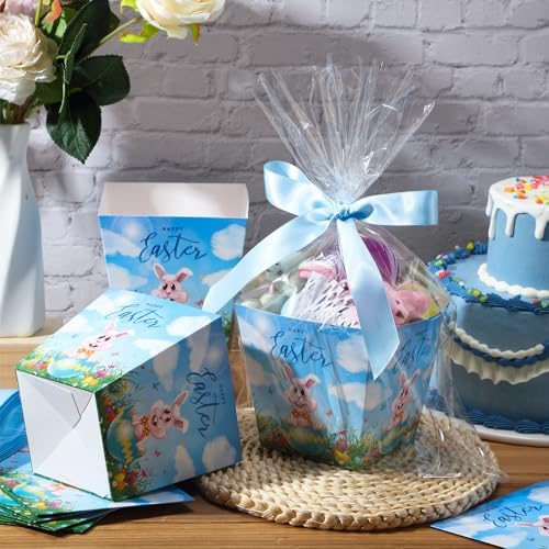 Pajean 24 Pcs Easter Treat Boxes with Gift Wrap and Ribbon
