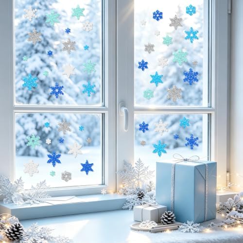 360Pcs Foam Stickers Glitter 3D Snowflakes Foam Shape Sticker,Snowflakes