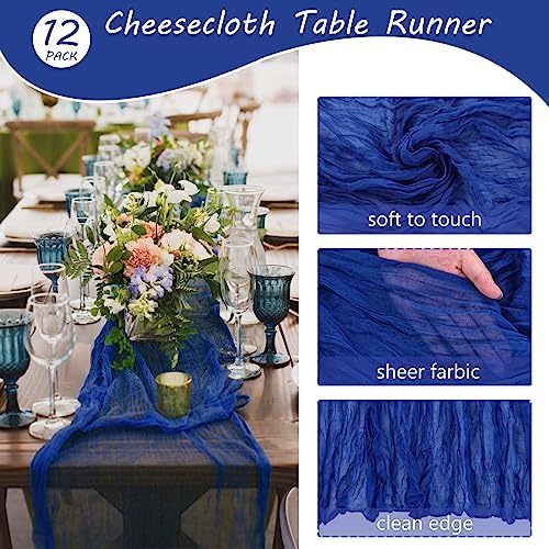 35x72 Inch Royal Blue Cheesecloth Table Runner Wedding Birthday Decor