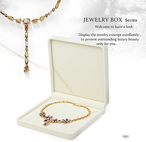 Oirlv Big Necklace Box,White Velvet Jewelry Case for Chunky/Pearl Necklace
