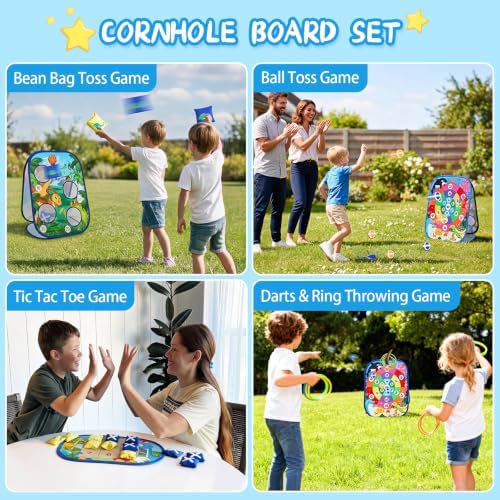 Toddler Bean Bag Toss Game for Kids 3-8, 7-in-1 Outdoor Cornhole Board Set