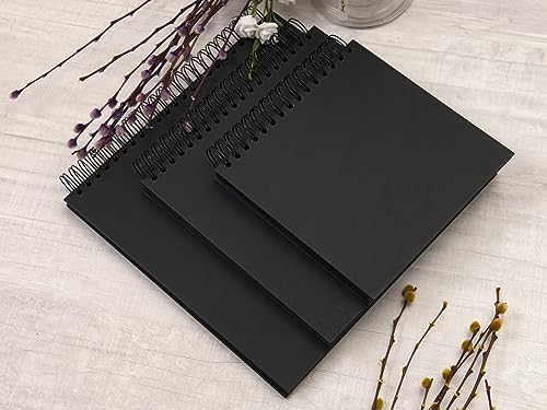 potricher 8 x 8 Inch DIY Scrapbook Album 80 Pages with Kraft Paper, Black
