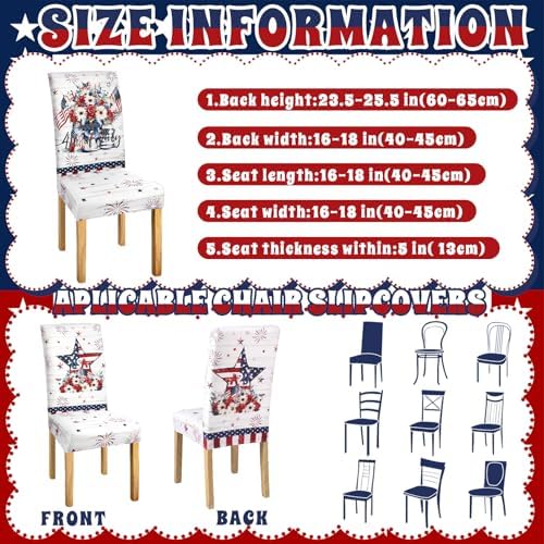Mindsoft 6 Pcs Veterans Day Chair Cover Red White Blue Patriotic Decor