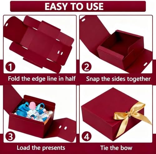 WLUSEAXI 12 Pack Small Gift Boxes with Lids for Presents, Red Gift Boxes