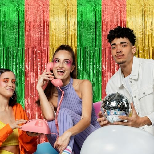 10 Pack Hawaii Backdrop Party Decorations Tinsel Curtain Summer Party Streamer Foil Fringe Birthday Decorations Photo Booth Vibrant Theme Christmas Beach Baby Shower Graduation Decor