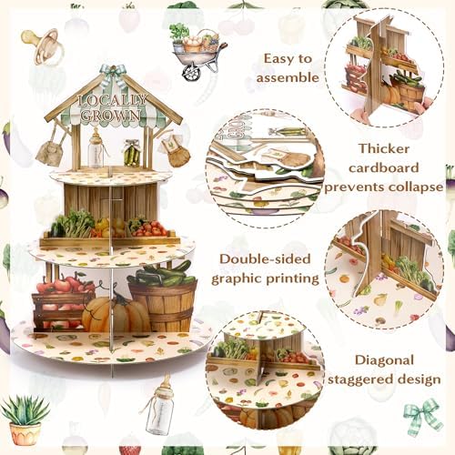 Locally Grown Cupcake Stand - 3 Tiered Baby Shower Party Decoration