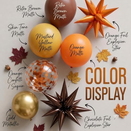 Fall Balloon Arch Kit, Orange Brown Balloons for Fall Decorations