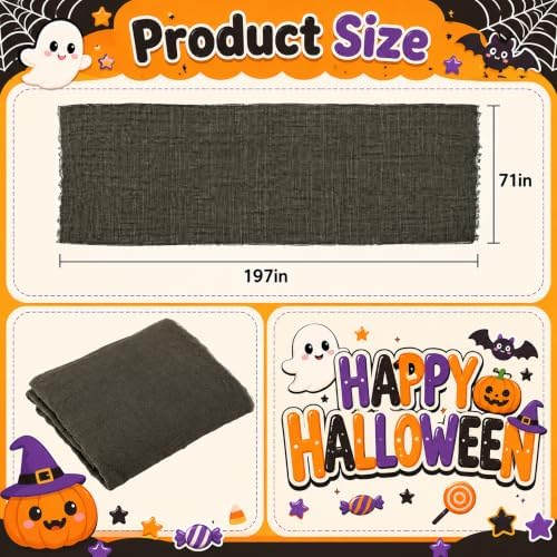 197"x71" Charcoal Gray Creepy Cloth, Fine Mesh Halloween Gauze Fabric Cloth
