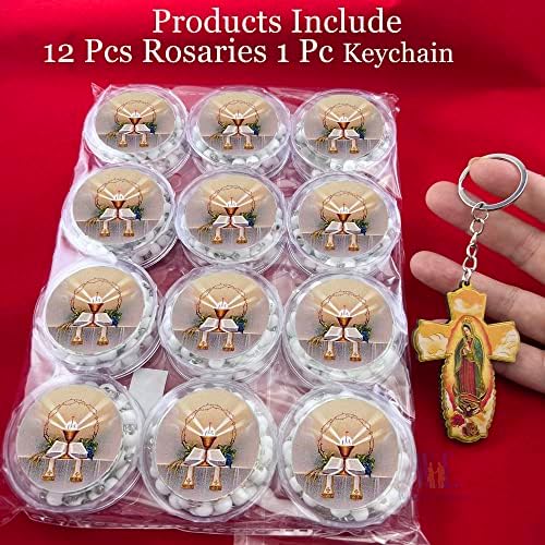 WE 12-Pack First Holy Communion Scented Rosary Favors with Box and Bag