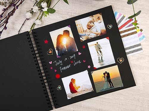 potricher 12 x 12 Inch Large DIY Scrapbook Photo Album 80 Pages, Black