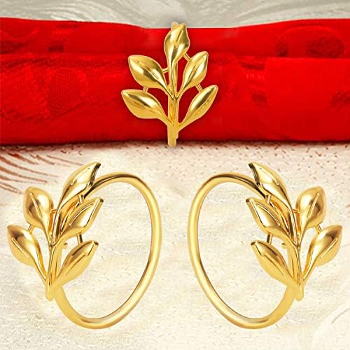 KPOSIYA Gold Napkin Rings Set of 200, Leaf Napkin Holder for Thanksgiving