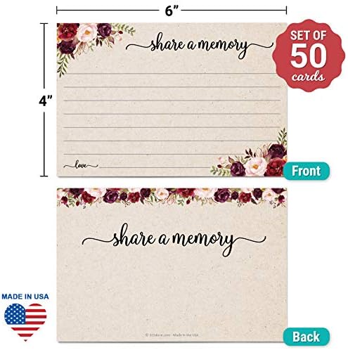 321Done Share a Memory Cards for Celebration of Life, 4x6, Red Rose, Tan