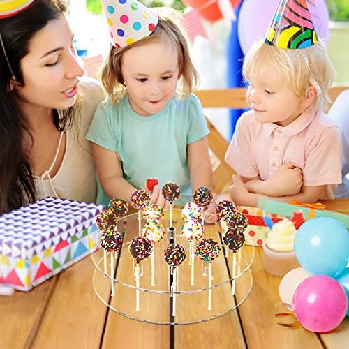 YestBuy Cake Pop Display Stand, 16 Hole Cake Pop Holder , Lollipop Holder for Weddings, Birthday Parties, Anniversaries Gift, Candy Decorative (Clear)