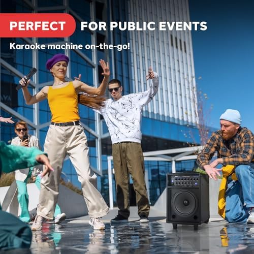 Pyle Wireless Portable PA System-400W Bluetooth Compatible Rechargeable Battery Powered Outdoor Sound Stereo Speaker Microphone Set w/Handle, Wheels-1/4 to AUX, RCA Cable (PWMA230BT)