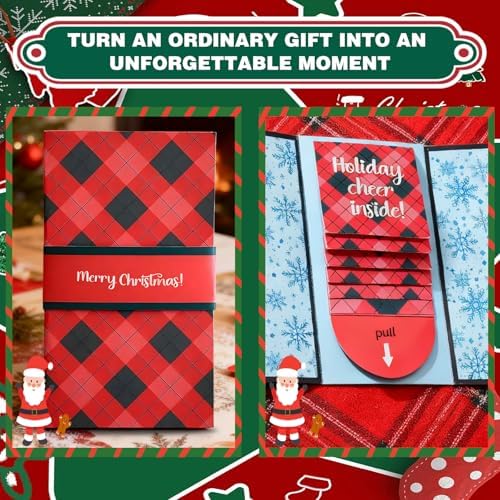 5Pcs Handmade Christmas Gift Card Booklet, Handmade ChristmasGift Card Holder Book, Christmas Money Holder Envelope Booklet, DIY XmasGift, Party Gift Supplies