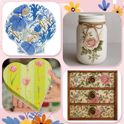 Crtiin 20 Pack Decoupage Napkins Floral Cocktail Decorative Paper Napkins