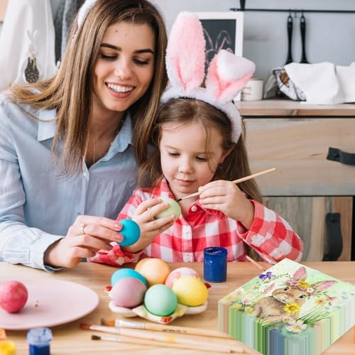 50Pcs Easter Paper Napkins - 2Ply, 6.5 x 6.5 In