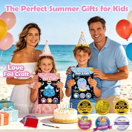 FUNNYB&G Foil Art Craft Kit for Kids, Sparkly Birthday Gift Toy for Girls