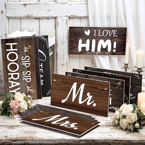 DERTE 24 Designs Rustic Wedding Photo Booth Props 11x5.5 Inch