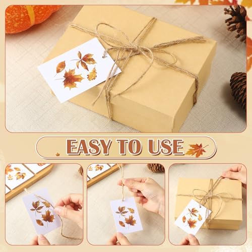 Tenceur 50 Set Fall Pumpkin Gift Tags with Strings, Thanksgiving Label