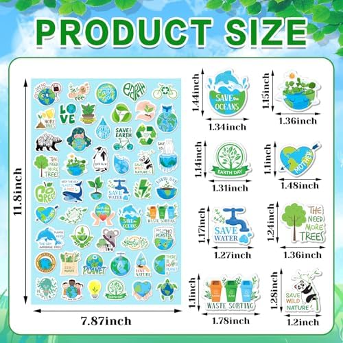 Earth Day Foam Stickers 300Pcs Save The Earth DIY Craft Bottle Decals