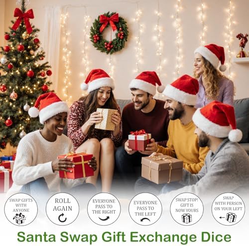Christmas Dice Games for Family Night Santa Swap Gift Exchange Dice for Women Men Christmas Stocking Stuffers for Teens White Elephant Gift Party Games Dices Holiday Party Favors 1.6x1.6cm