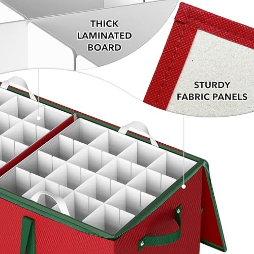 Simple Houseware 128 Christmas Ornament Storage Box with Adjustable Divider