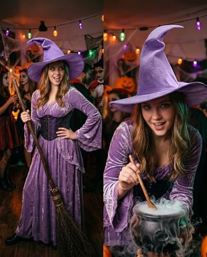 HOMELEX Adult Witch Hat, Tattered Lace Costume Hat for Halloween