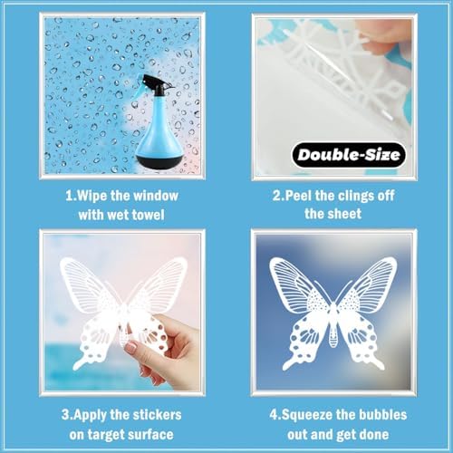 26Pcs Butterfly Static Cling Window Decals 4 Sheets White PVC Removable Reusable Glass Stickers Spring Summer for Home Window Decor Window Clings for Glass Doors Windows