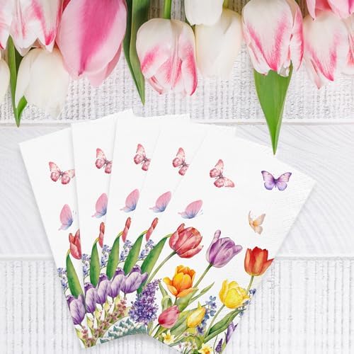 Spring Watercolor Tulip Paper Napkins 100pcs