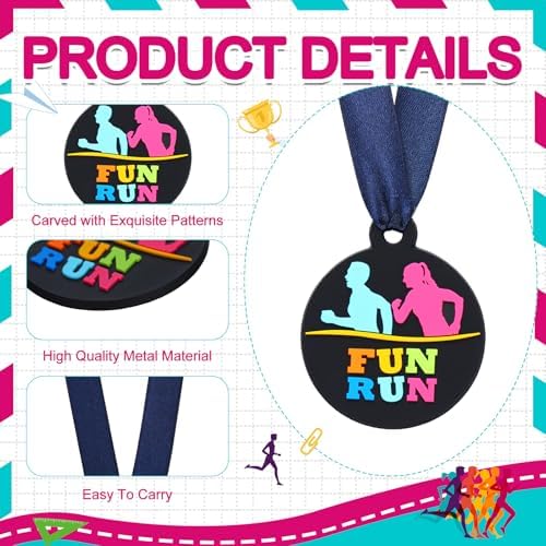 AmazingSpark 60 Pcs Fun Run Award Medals, 2 Inch Rubber Medals Bulk Winner Encourage Team Participation for Kids Adults Trophy Award Prize Gift Competitions Graduation Party