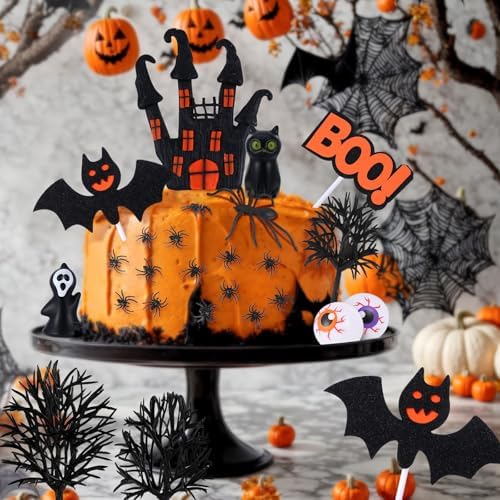 48 Pcs Halloween Cake Toppers Decorations Party Supplies