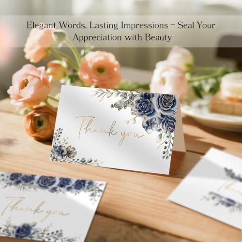 48 Pack Pre-Folded Floral Thank You Cards with Envelopes, 6 Designs