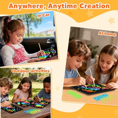 ZMLM Scratch Paper Art-Crafts Gift: 2 Pack Rainbow Notebooks Supplies Toys