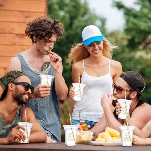 Funnymoom 50 Sets Wedding Plastic Cups with Lid and Straw Cheers to Love 16 oz Disposable Cup Clear Cold Beverage Drinking Glasses Bulk for Wedding Reception Bridal Shower Engagement Party Decoration