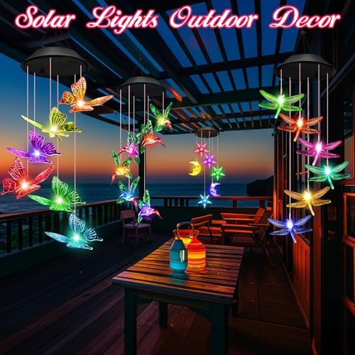 Winzwon Gifts for Mom Grandma Wife Solar Lights Outdoor Wind Chimes