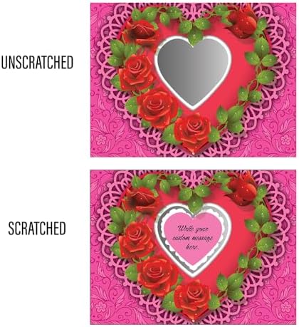 My Scratch Offs - 20 Pack Heart Love Wreath DIY Valentine Scratch Off Cards with Stickers, 3x4 Inch Customizable Love Notes for Gifts, Party Favors & Adults for Valentine's Day