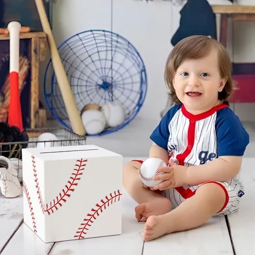 Hxezoc Baseball Card Box Sports Party Favors Post Box Cardboard Receiving Money Holder for Baseball Theme Wedding Reception, Baby Showers, Anniversary, Birthday Party, Table Centerpiece Decorations
