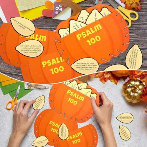 Landhoow 36 Set Psalm 100 Thanksgiving Pumpkin Craft Kits Bible Give Thanks
