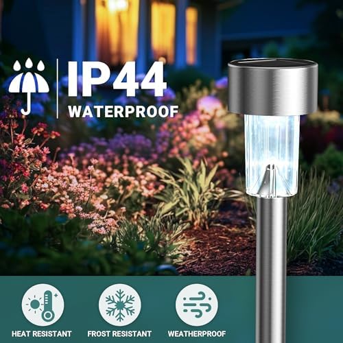 GIGALUMI Outdoor Waterproof Solar Garden Lights, 20 Pack Cold White