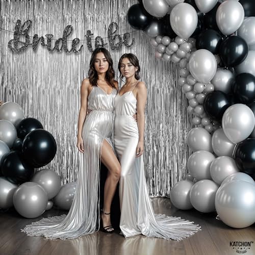 KatchOn 2Pcs Silver Fringe Backdrop 3.25x8ft Bachelorette Party Decorations