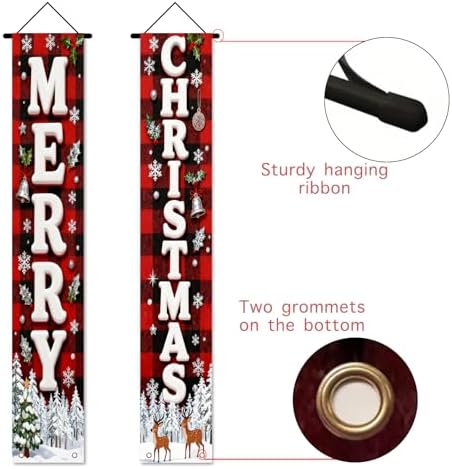 Nuxovilar Front Door Porch Sign Entrance Banner Set 12x71in Polyester