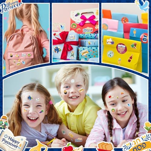 UPINS 240 Pcs Passover Stickers for Kids Foam 3D Puffy Pesach Kosher