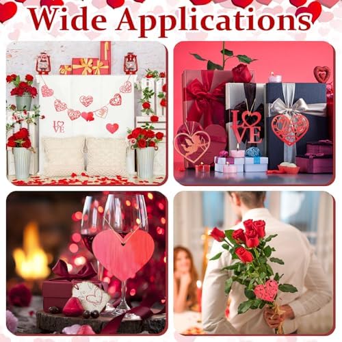 36PCS Wooden Heart Ornaments to Paint Valentine's Day Craft,9 Styles DIY Blank Unfinished Wood Heart Cutouts Ornament for Crafts Spring Tree Hanging Decorations Love