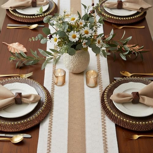 FEXIA Boho Table Runner with Tassels 12x72 Inch for Fall Home Decor