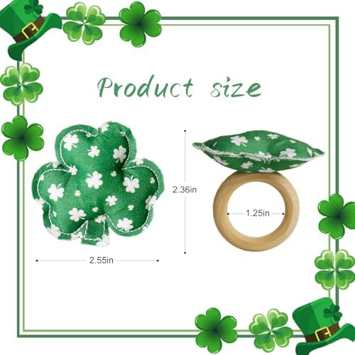 St.Patrick's Day Napkin Rings Set of 12, Shamrock Cloth Napkin Rings Holder