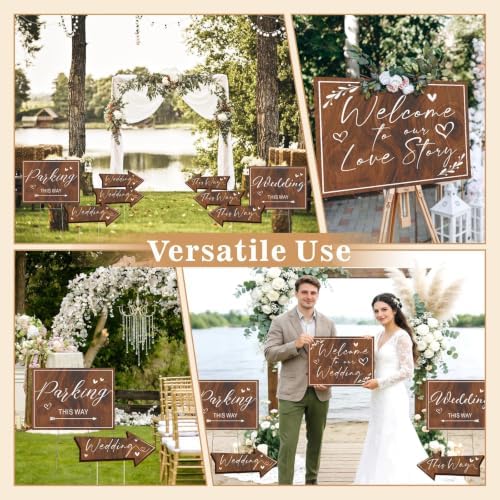 Wedding Welcome Signs for Reception Outdoor Weddings This Way Decor 10 Pack