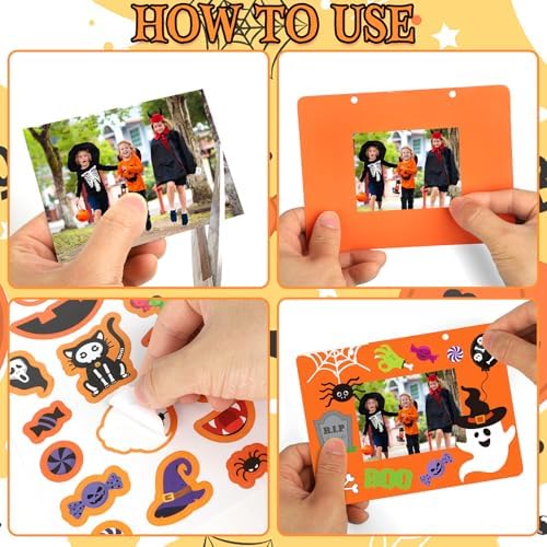 24 PCS Halloween Picture Frame Crafts Paper Halloween DIY Photo Frame Craft